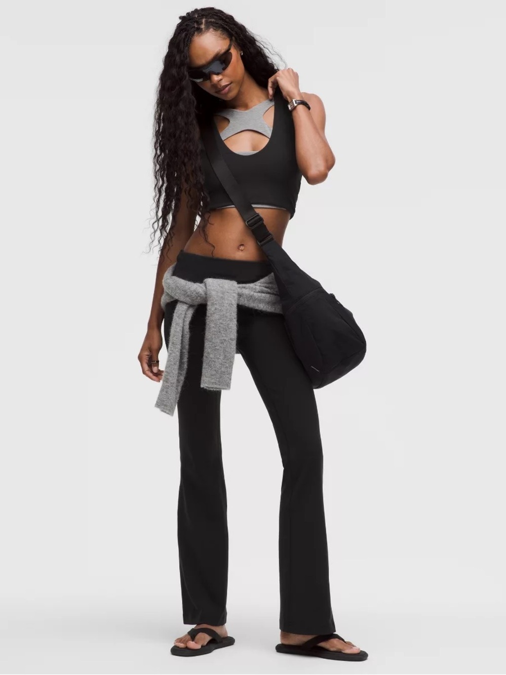 Groove Nulu Foldover-Waist Flared Pant-Black